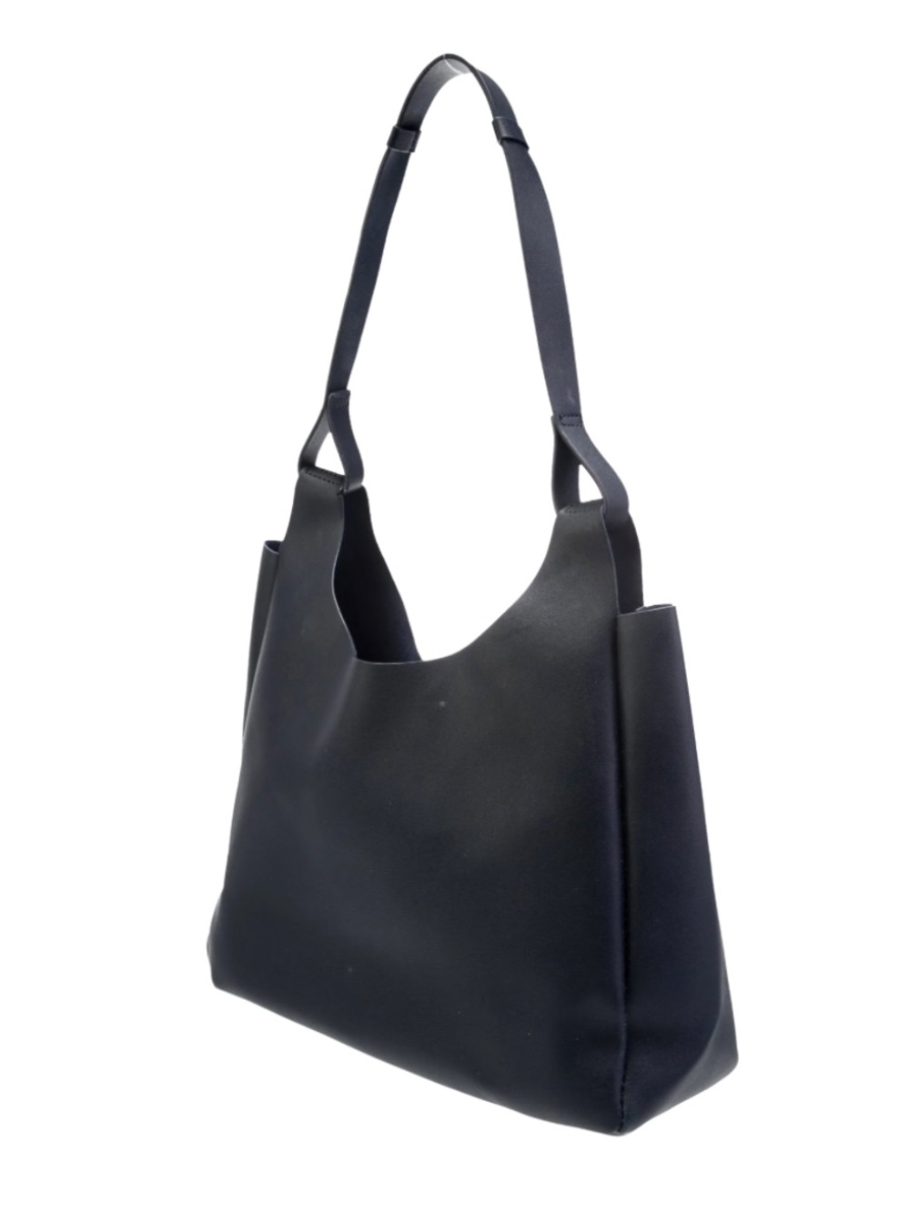 Neiman Marcus Navy Vegan Leather Hobo Shoulder Bag